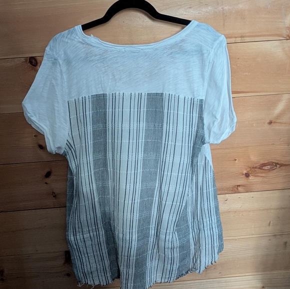 Anthropologie Yellow Button White and Gray Women's Top - Picture 3 of 3